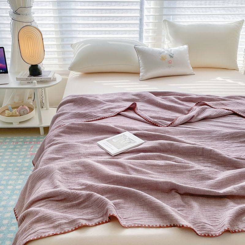 A類純色全棉春夏辦公室小毯子