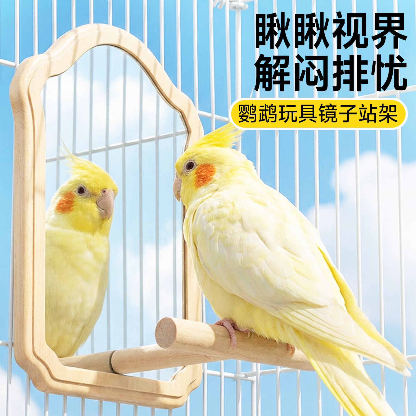 鹦鹉镜子笼内装饰鸟笼造景站架解闷自嗨耐咬玩具虎皮玄凤用品大全图片