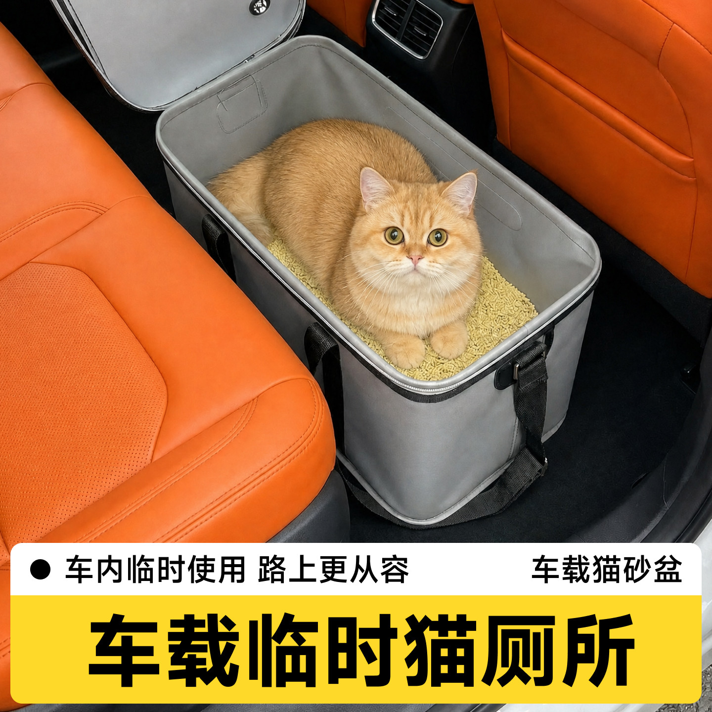 车载猫砂盆外出便携式可折叠猫厕所坐车旅行防外溅易清洗宠物用品