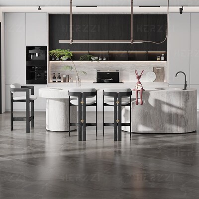 HERZZI中古风吧台椅子北美进口白蜡木实木高脚凳新中式岛台吧椅