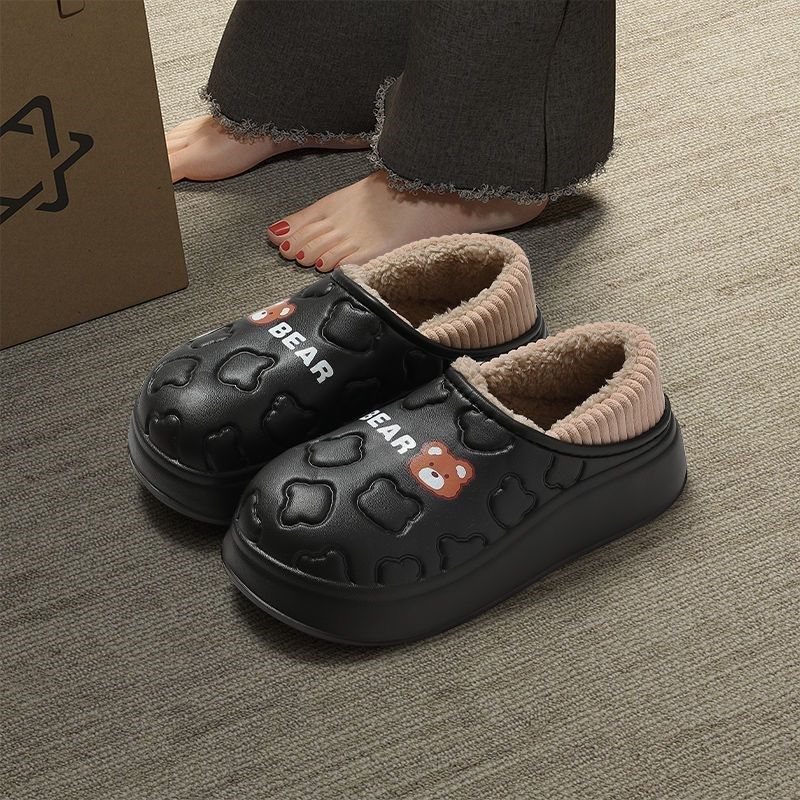 防水棉拖鞋女款冬季2024新款室内家居保暖防滑厚底包跟情侣棉拖男
