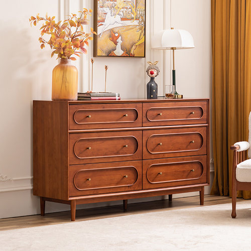 和年美家复古实木六斗柜储物柜卧室客厅玄关收纳抽屉柜小户型柜子