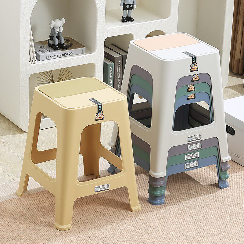 精选塑料凳子家用板凳简约加厚耐用方凳高级感结实椅子餐桌高级高