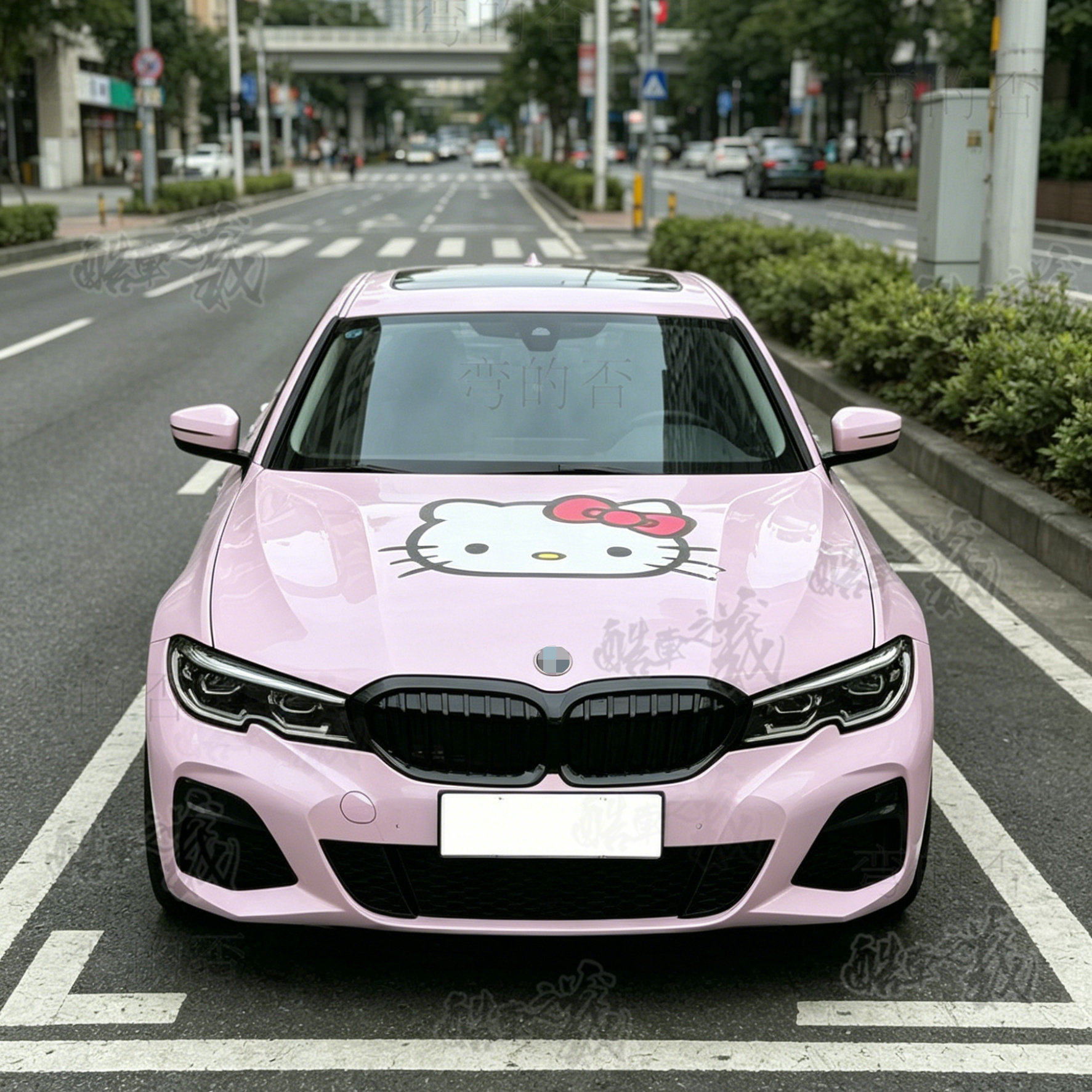 适用于宝马3系5系车贴KT凯蒂猫卡通320Li/325Li车身改色涂装拉花