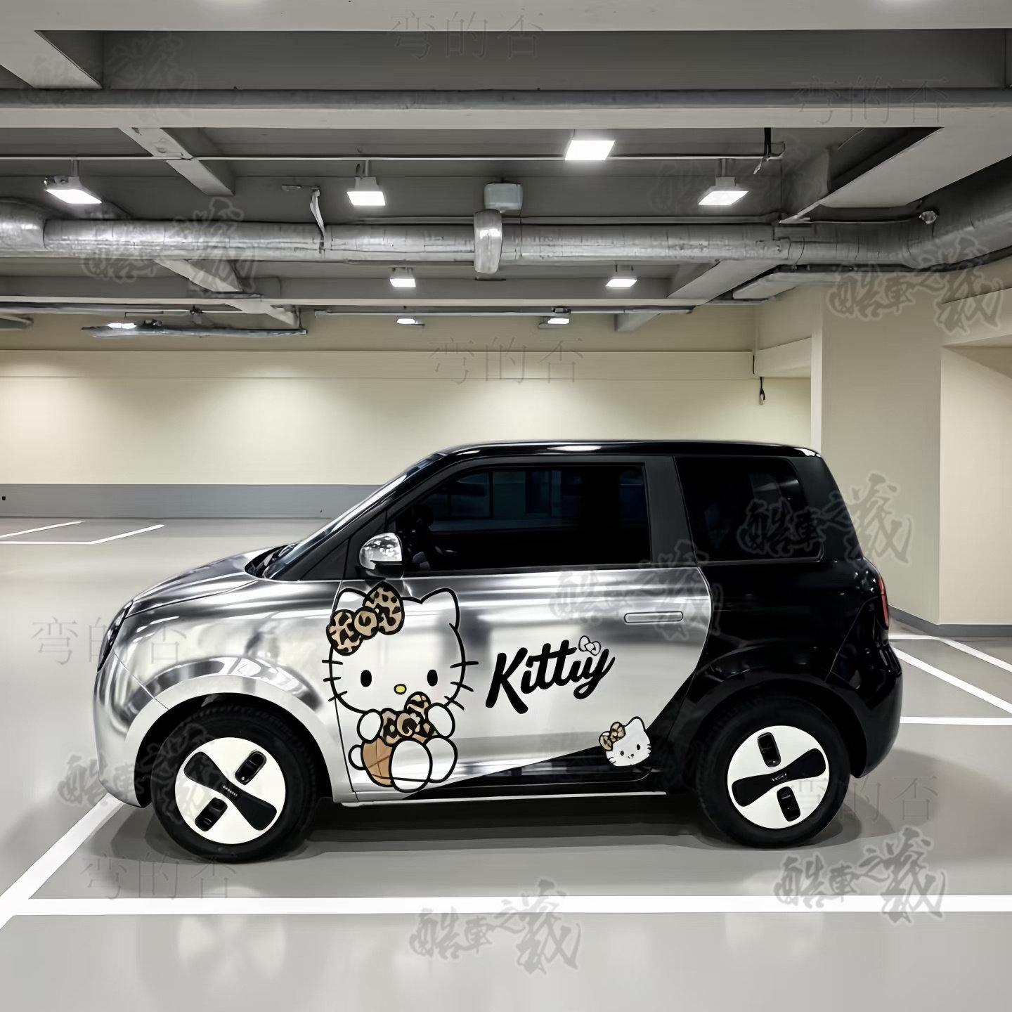 适用长安糯玉米Lumin车贴纸Hello Kitty熊猫mini可爱卡通汽车拉花