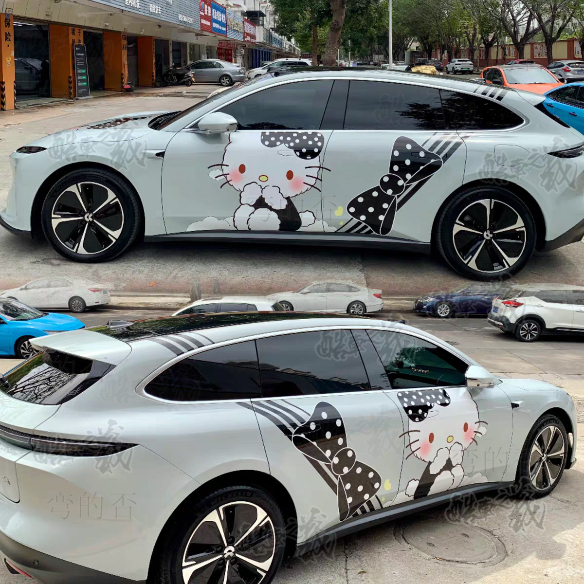 适用蔚来ET5T车贴kitty卡通ET7理想I7I6I8凯蒂猫装饰可爱贴纸拉花