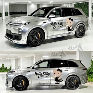 适用于理想L7Hello Kitty车贴拉花L6L8L9拉花可爱KT猫卡通改装贴