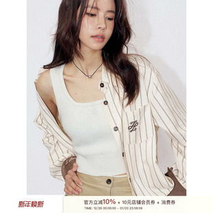 修身 气质方领 立体绣针织背心 cleanfit Liilou