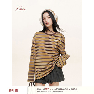 Liilou T恤云朵衫 Athflow 圆领套头宽松长袖 撞色条纹 薛凯琪同款