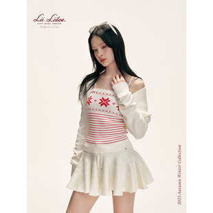 雪花条纹提花 Isle 修身 针织吊带 两件套 Liilou 坎肩开衫 Fair