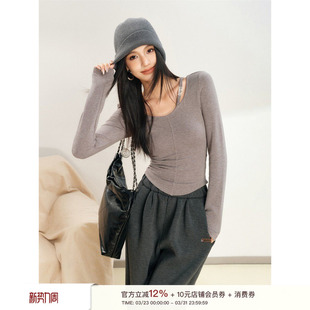 圆领单肩带长袖 Liilou 棉质磨毛感 fit 打底 clean