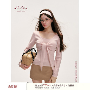 26ss 假两件针织衫 Libbon 软糯触感圆领修身 蝴蝶结绑带 Liilou