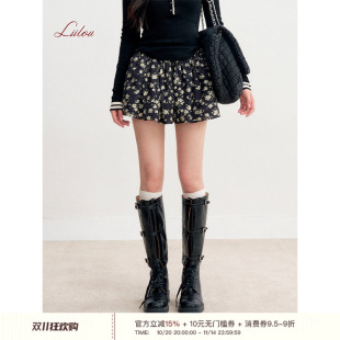 小碎花 松弛感 轻盈桑蚕丝木耳花边腰头A字短半裙 25aw Liilou