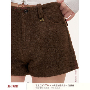 复古百搭高腰直筒A字短裤 Liilou 加厚肌理毛呢 羊毛混纺 25aw