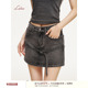 Liilou 直筒水洗牛仔半裙 系带穿绳 retro jeans