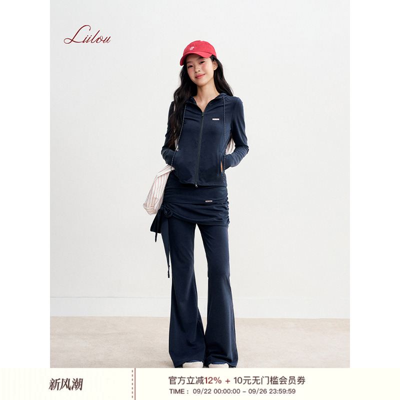 连帽修身卫衣休闲裤运动套装