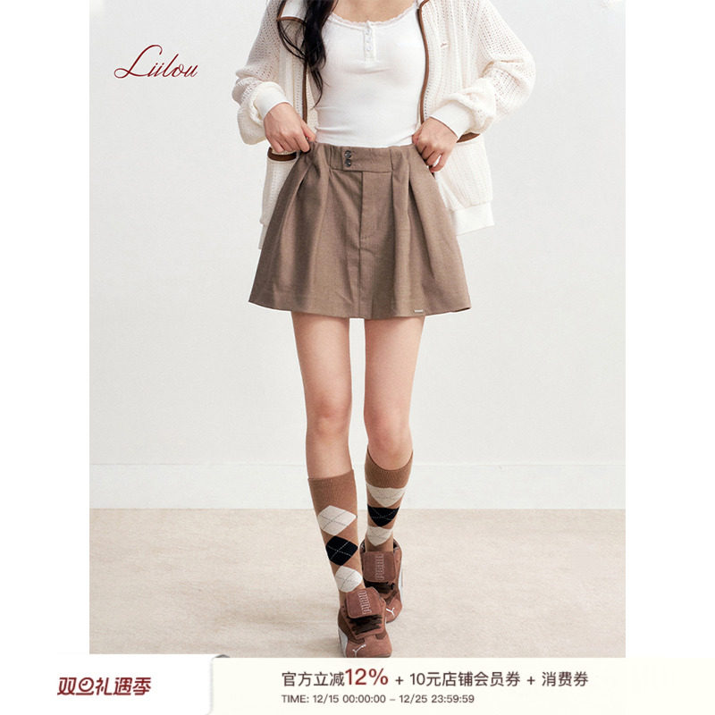 高智运动腰部打褶A字休闲短裤