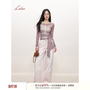 水洗粉棉质特殊水洗喷色直筒牛仔长裤 jeans retro Liilou