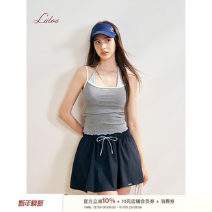 挂脖系带撞色假两件修身 孟子义同款 一体杯 25ss 吊带上衣 Liilou