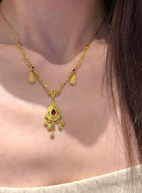 新款中国风水滴项链泪珠设计复古