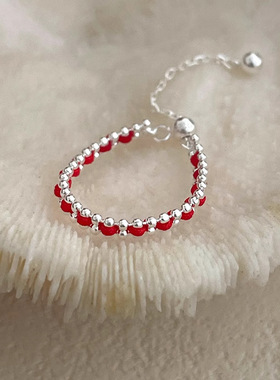 红色系抽拉红绳戒指简约高级感精