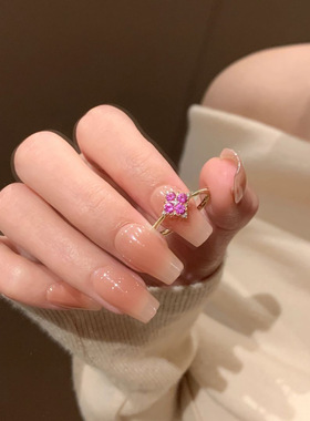 森系少女心甜美金色开口戒指女精