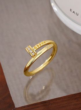 新款小众个性高级感钉子戒指女个