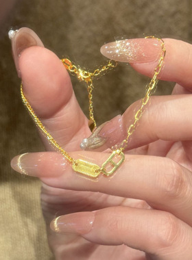 时尚轻奢金色猪鼻双环手链女小众