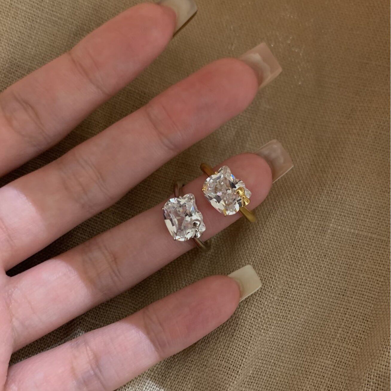 新款凯蒂猫闪钻戒指女时尚轻奢ki