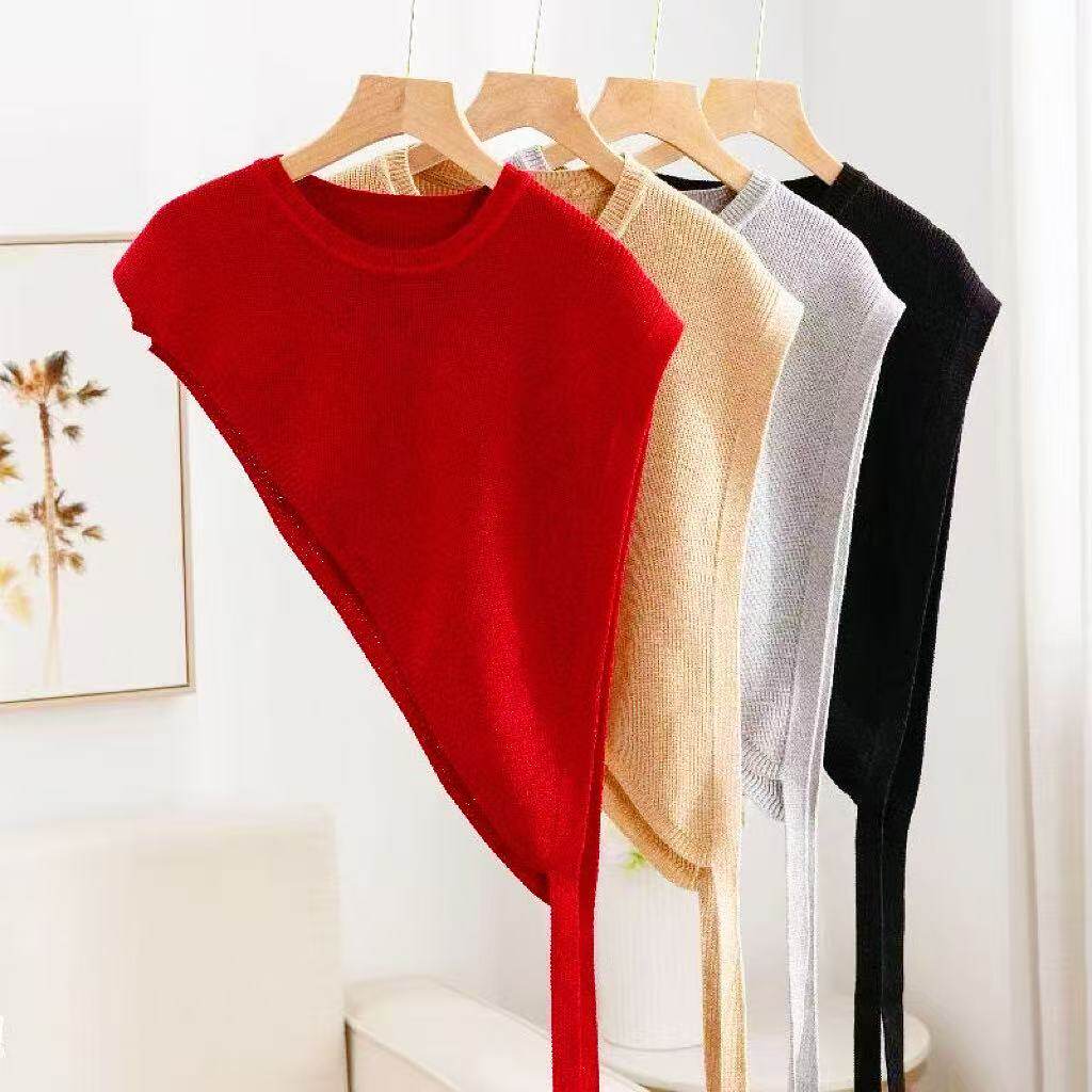 春秋新款斜肩女披肩高级感复古小众设计三角针织披肩叠穿新年马甲