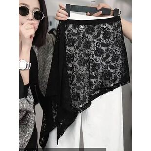 潮流新款蕾丝围裙不规则设计显瘦半身裙叠穿大码屁帘春夏时尚穿搭