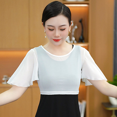 纯色背心内搭女夏季外穿配连衣裙遮手臂显瘦洋气飞飞袖薄款网纱衣