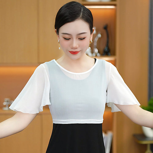 纯色背心内搭女夏季外穿配连衣裙遮手臂显瘦洋气飞飞袖薄款网纱衣