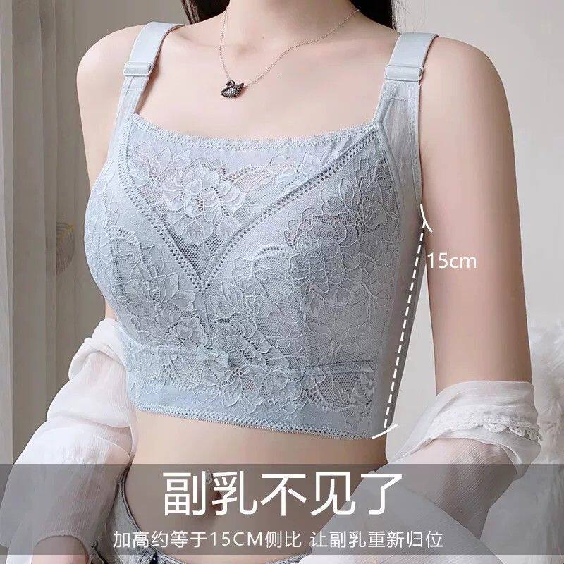 大码内衣大胸显小全罩杯抹胸防走光束胸薄款收副乳防下垂胖mm文胸