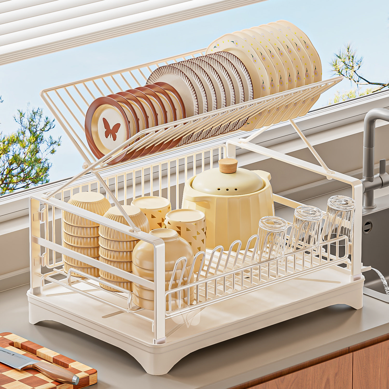 碗碟沥水架厨房水槽台面碗筷沥水篮多功能置物架碗架碗盘收纳架