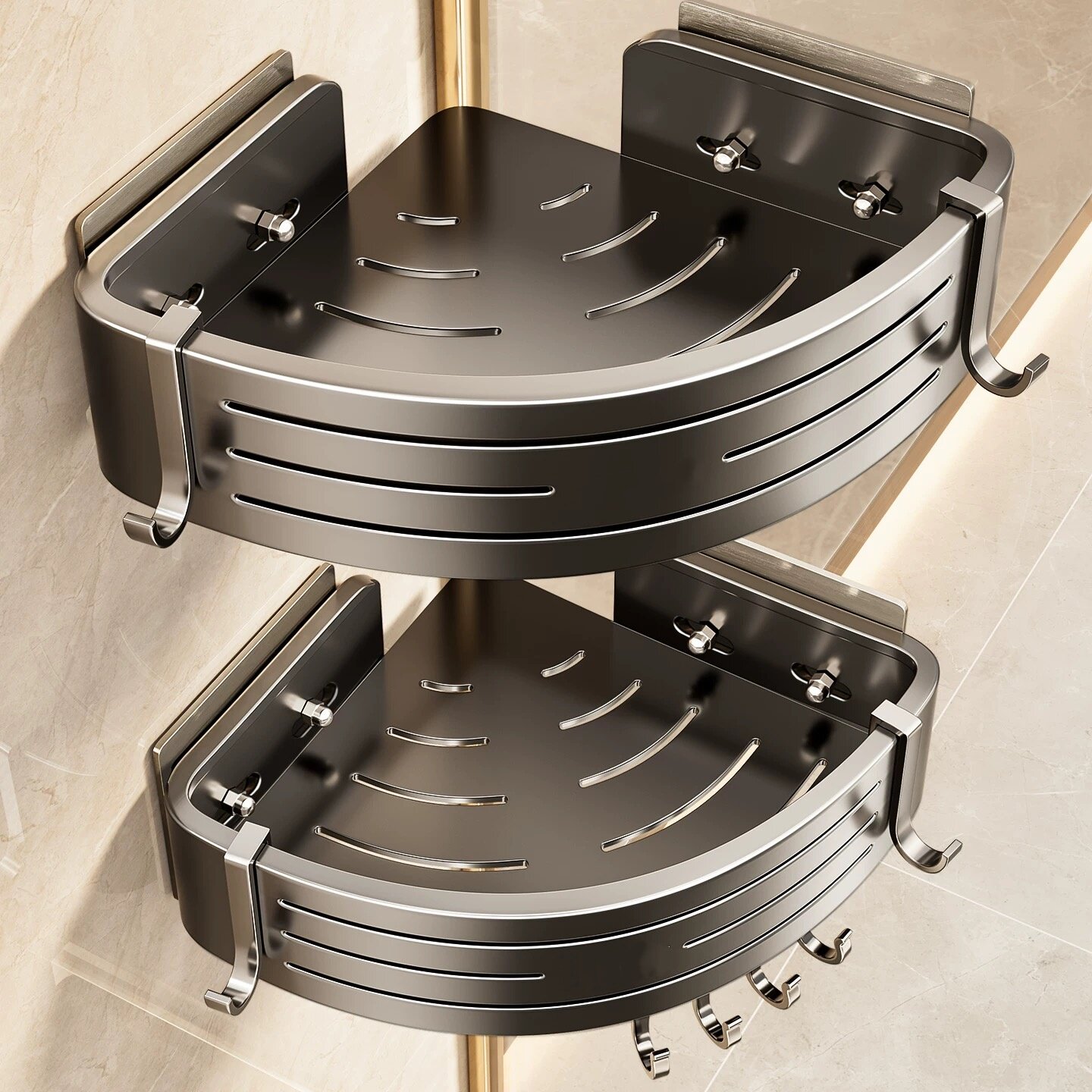 枪灰免打孔可拆卸浴室置物架卫生间三角篮壁挂架洗手间墙角收纳架,家庭/个人清洁工具,浴室角架/置物架,淘宝优惠券,粉丝福利购,淘宝优惠卷