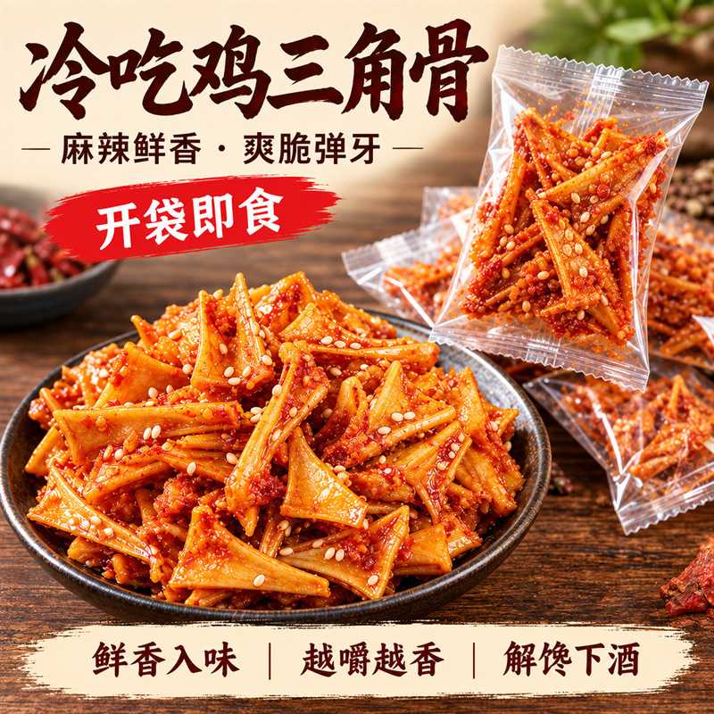 冷吃三角骨麻辣鸡脆骨追剧零食卤味小吃香辣脆骨开袋即食特产小吃