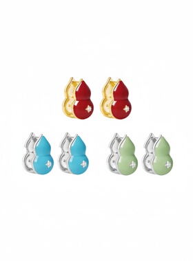 东方双面葫芦形耳饰福禄耳扣生日礼物耳钉新中式