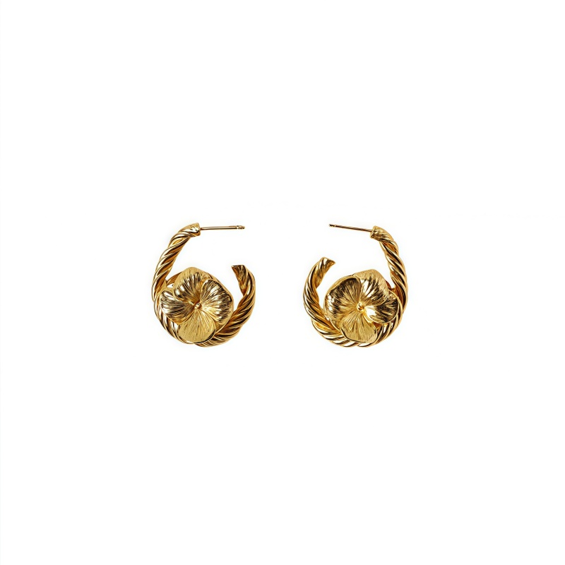 双面花卉绳结耳圈轻奢复古