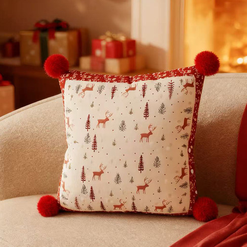 新款圣诞抱枕红色喜庆新年腰靠垫