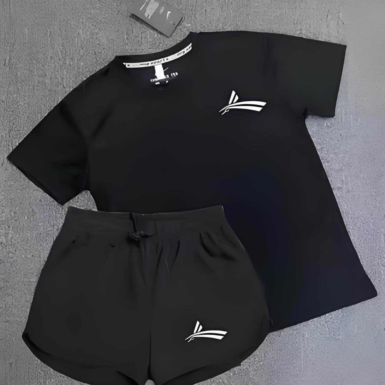 沃兰迪美式训练速干套装跑步运动短袖短裤三分男女马拉松健身服