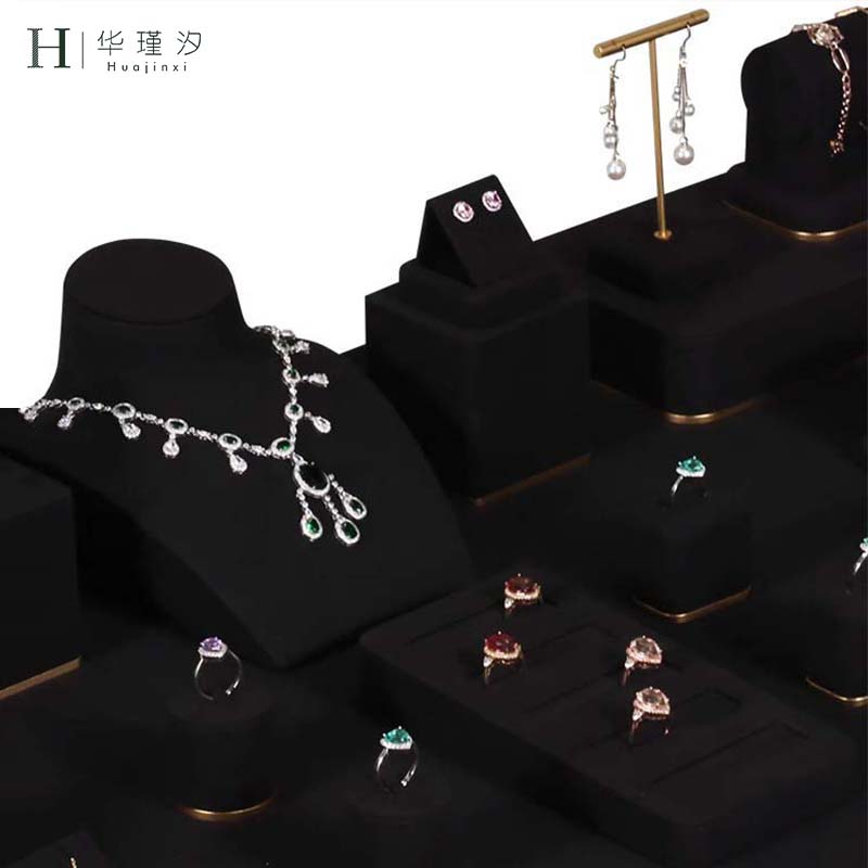 高档超纤珠宝展示道具首饰陈列架柜台套装店铺专用项链收纳展示架