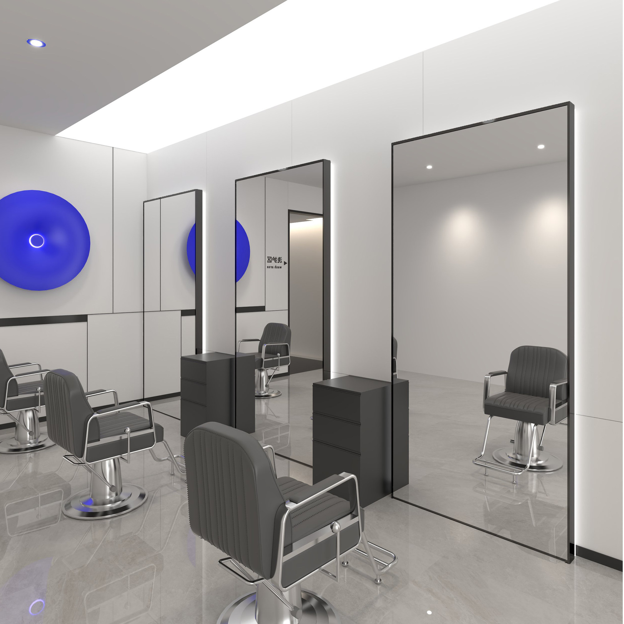 高端美发店专用镜子落地镜网红理发店发廊挂墙烫染镜台高清美颜镜