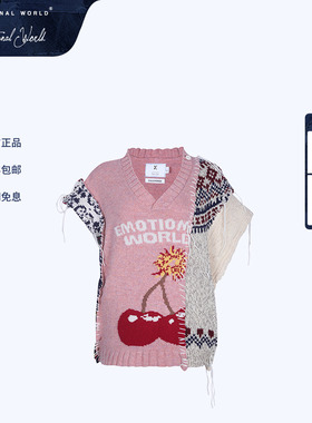 Emotional World X Discovered联名系列秋冬拼接印花V领无袖背心