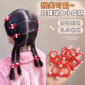 儿童银色蝴蝶结皮筋发圈珍珠拇指圈甜酷小女孩扎辫子头绳宝宝发绳