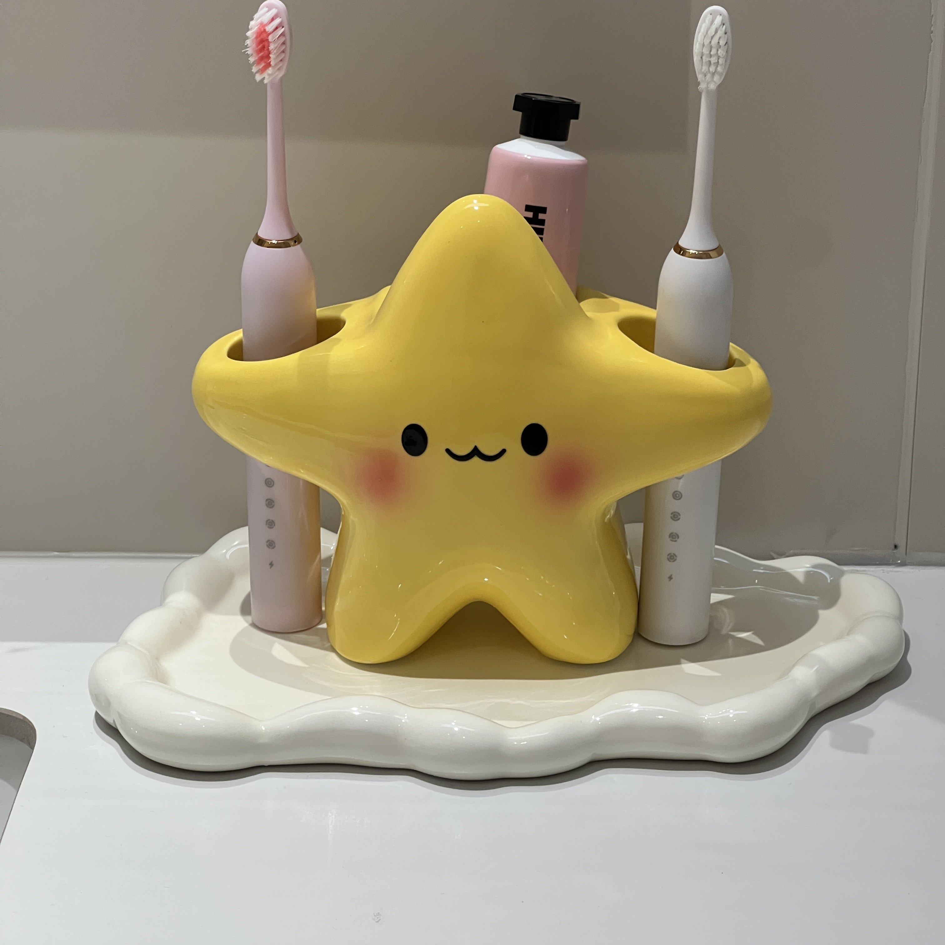 星星牙刷架可爱卡通洗漱台面电动牙刷收纳架高颜值情侣牙膏置物架