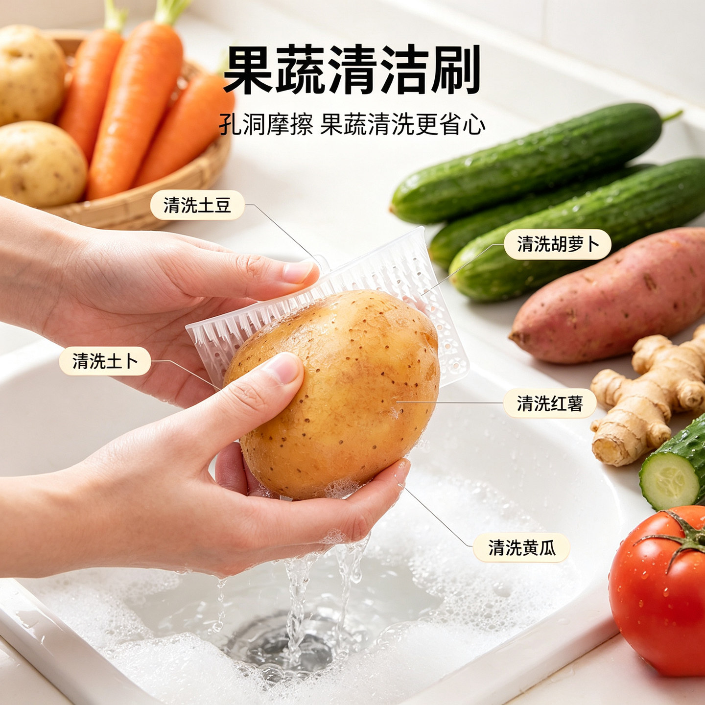 可弯曲指套果蔬缝隙清洁刷