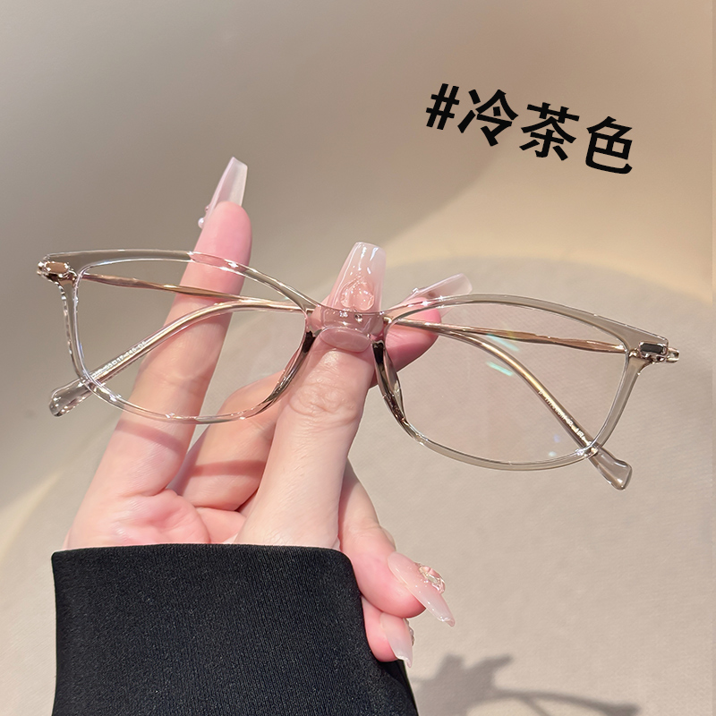 韩版超轻钛架7g冷茶色窄框方框小脸眼镜近视女可配度数眼镜框小框
