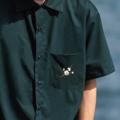 梅花刺绣短袖衬衫凉感中国风外套