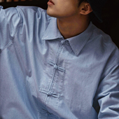 男士 Hungry 订婚上衣 长袖 纯棉白色唐装 Artist新中式 国风盘扣衬衫